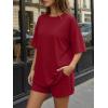 image:imageTrendy Queen 2 Piece Summer Set Oversized Top amp Loose Fit Shorts with PocketsRed