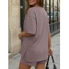 image:imageTrendy Queen 2 Piece Summer Set Oversized Top amp Loose Fit Shorts with PocketsRose Taupe