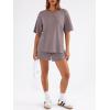 image:imageTrendy Queen 2 Piece Summer Set Oversized Top amp Loose Fit Shorts with PocketsRose Taupe
