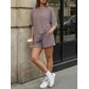 image:imageTrendy Queen 2 Piece Summer Set Oversized Top amp Loose Fit Shorts with PocketsRose Taupe