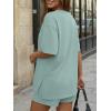 image:imageTrendy Queen 2 Piece Summer Set Oversized Top amp Loose Fit Shorts with PocketsSage