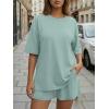 image:imageTrendy Queen 2 Piece Summer Set Oversized Top amp Loose Fit Shorts with PocketsSage