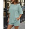 image:imageTrendy Queen 2 Piece Summer Set Oversized Top amp Loose Fit Shorts with PocketsSage