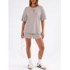 image:imageTrendy Queen 2 Piece Summer Set Oversized Top amp Loose Fit Shorts with PocketsSmoke