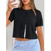 image:imageTrendy Queen Cropped Short Sleeve Cardigan Sweaters for Women Summer Lightweight Spring Outfits Y2k Fashion Clothes 2026Black