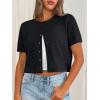 image:imageTrendy Queen Cropped Short Sleeve Cardigan Sweaters for Women Summer Lightweight Spring Outfits Y2k Fashion Clothes 2026Black