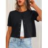 image:imageTrendy Queen Cropped Short Sleeve Cardigan Sweaters for Women Summer Lightweight Spring Outfits Y2k Fashion Clothes 2026Black