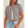 image:imageTrendy Queen Cropped Short Sleeve Cardigan Sweaters for Women Summer Lightweight Spring Outfits Y2k Fashion Clothes 2026Camel