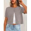 image:imageTrendy Queen Cropped Short Sleeve Cardigan Sweaters for Women Summer Lightweight Spring Outfits Y2k Fashion Clothes 2026Camel