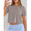 image:imageTrendy Queen Cropped Short Sleeve Cardigan Sweaters for Women Summer Lightweight Spring Outfits Y2k Fashion Clothes 2026Camel