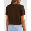 image:imageTrendy Queen Cropped Short Sleeve Cardigan Sweaters for Women Summer Lightweight Spring Outfits Y2k Fashion Clothes 2026Chocolate Brown