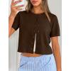 image:imageTrendy Queen Cropped Short Sleeve Cardigan Sweaters for Women Summer Lightweight Spring Outfits Y2k Fashion Clothes 2026Chocolate Brown