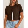 image:imageTrendy Queen Cropped Short Sleeve Cardigan Sweaters for Women Summer Lightweight Spring Outfits Y2k Fashion Clothes 2026Chocolate Brown