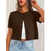 image:imageTrendy Queen Cropped Short Sleeve Cardigan Sweaters for Women Summer Lightweight Spring Outfits Y2k Fashion Clothes 2026Chocolate Brown