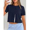 image:imageTrendy Queen Cropped Short Sleeve Cardigan Sweaters for Women Summer Lightweight Spring Outfits Y2k Fashion Clothes 2026Navy Blue