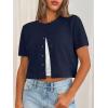 image:imageTrendy Queen Cropped Short Sleeve Cardigan Sweaters for Women Summer Lightweight Spring Outfits Y2k Fashion Clothes 2026Navy Blue