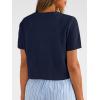 image:imageTrendy Queen Cropped Short Sleeve Cardigan Sweaters for Women Summer Lightweight Spring Outfits Y2k Fashion Clothes 2026Navy Blue