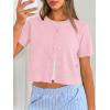 image:imageTrendy Queen Cropped Short Sleeve Cardigan Sweaters for Women Summer Lightweight Spring Outfits Y2k Fashion Clothes 2026Pink
