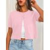 image:imageTrendy Queen Cropped Short Sleeve Cardigan Sweaters for Women Summer Lightweight Spring Outfits Y2k Fashion Clothes 2026Pink