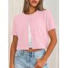 image:imageTrendy Queen Cropped Short Sleeve Cardigan Sweaters for Women Summer Lightweight Spring Outfits Y2k Fashion Clothes 2026Pink