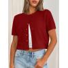 image:imageTrendy Queen Cropped Short Sleeve Cardigan Sweaters for Women Summer Lightweight Spring Outfits Y2k Fashion Clothes 2026Red
