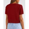 image:imageTrendy Queen Cropped Short Sleeve Cardigan Sweaters for Women Summer Lightweight Spring Outfits Y2k Fashion Clothes 2026Red