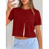 image:imageTrendy Queen Cropped Short Sleeve Cardigan Sweaters for Women Summer Lightweight Spring Outfits Y2k Fashion Clothes 2026Red