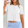 image:imageTrendy Queen Cropped Short Sleeve Cardigan Sweaters for Women Summer Lightweight Spring Outfits Y2k Fashion Clothes 2026White