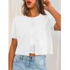image:imageTrendy Queen Cropped Short Sleeve Cardigan Sweaters for Women Summer Lightweight Spring Outfits Y2k Fashion Clothes 2026White