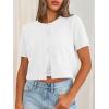 image:imageTrendy Queen Cropped Short Sleeve Cardigan Sweaters for Women Summer Lightweight Spring Outfits Y2k Fashion Clothes 2026White