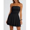image:imageTrendy Queen Mini Dresses for Women Short Tube Top Dress Summer Date Night Outfits 2026 Ruffle Rompers Going OutBlack