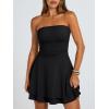 image:imageTrendy Queen Mini Dresses for Women Short Tube Top Dress Summer Date Night Outfits 2026 Ruffle Rompers Going OutBlack
