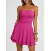 image:imageTrendy Queen Mini Dresses for Women Short Tube Top Dress Summer Date Night Outfits 2026 Ruffle Rompers Going OutHot Pink