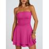 image:imageTrendy Queen Mini Dresses for Women Short Tube Top Dress Summer Date Night Outfits 2026 Ruffle Rompers Going OutHot Pink