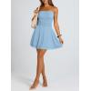 image:imageTrendy Queen Mini Dresses for Women Short Tube Top Dress Summer Date Night Outfits 2026 Ruffle Rompers Going OutLight Blue