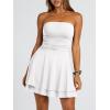 image:imageTrendy Queen Mini Dresses for Women Short Tube Top Dress Summer Date Night Outfits 2026 Ruffle Rompers Going OutWhite