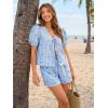image:imageTrendy Queen Short Sets Women 2 Piece Summer Vacation Beach Outfits Going Out Matching Clothes Cute Striped Tie Front TopsBlue