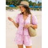 image:imageTrendy Queen Short Sets Women 2 Piece Summer Vacation Beach Outfits Going Out Matching Clothes Cute Striped Tie Front TopsPink