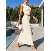 image:imageTrendy Queen Skirt Sets Women 2 Piece Going Out Dressy Outfits 2026 Summer Sexy Maxi Bodycon Dress Off The Shoulder Crop TopsApricot