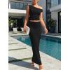 image:imageTrendy Queen Skirt Sets Women 2 Piece Going Out Dressy Outfits 2026 Summer Sexy Maxi Bodycon Dress Off The Shoulder Crop TopsBlack