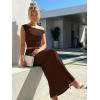 image:imageTrendy Queen Skirt Sets Women 2 Piece Going Out Dressy Outfits 2026 Summer Sexy Maxi Bodycon Dress Off The Shoulder Crop TopsCoffee Brown