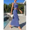 image:imageTrendy Queen Skirt Sets Women 2 Piece Going Out Dressy Outfits 2026 Summer Sexy Maxi Bodycon Dress Off The Shoulder Crop TopsDusty Blue