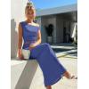 image:imageTrendy Queen Skirt Sets Women 2 Piece Going Out Dressy Outfits 2026 Summer Sexy Maxi Bodycon Dress Off The Shoulder Crop TopsDusty Blue