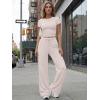 image:imageTrendy Queen Womens 2 Piece Lounge Matching Sets Wide Leg Pants Crew Neck Short Sleeve Shirt SweatsuitsApricot