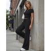 image:imageTrendy Queen Womens 2 Piece Lounge Matching Sets Wide Leg Pants Crew Neck Short Sleeve Shirt SweatsuitsBlack