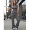 image:imageTrendy Queen Womens 2 Piece Lounge Matching Sets Wide Leg Pants Crew Neck Short Sleeve Shirt SweatsuitsDark Grey