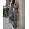 image:imageTrendy Queen Womens 2 Piece Lounge Matching Sets Wide Leg Pants Crew Neck Short Sleeve Shirt SweatsuitsDark Grey