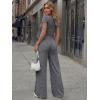 image:imageTrendy Queen Womens 2 Piece Lounge Matching Sets Wide Leg Pants Crew Neck Short Sleeve Shirt SweatsuitsDark Grey