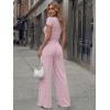 image:imageTrendy Queen Womens 2 Piece Lounge Matching Sets Wide Leg Pants Crew Neck Short Sleeve Shirt SweatsuitsDusty Pink
