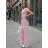 image:imageTrendy Queen Womens 2 Piece Lounge Matching Sets Wide Leg Pants Crew Neck Short Sleeve Shirt SweatsuitsDusty Pink